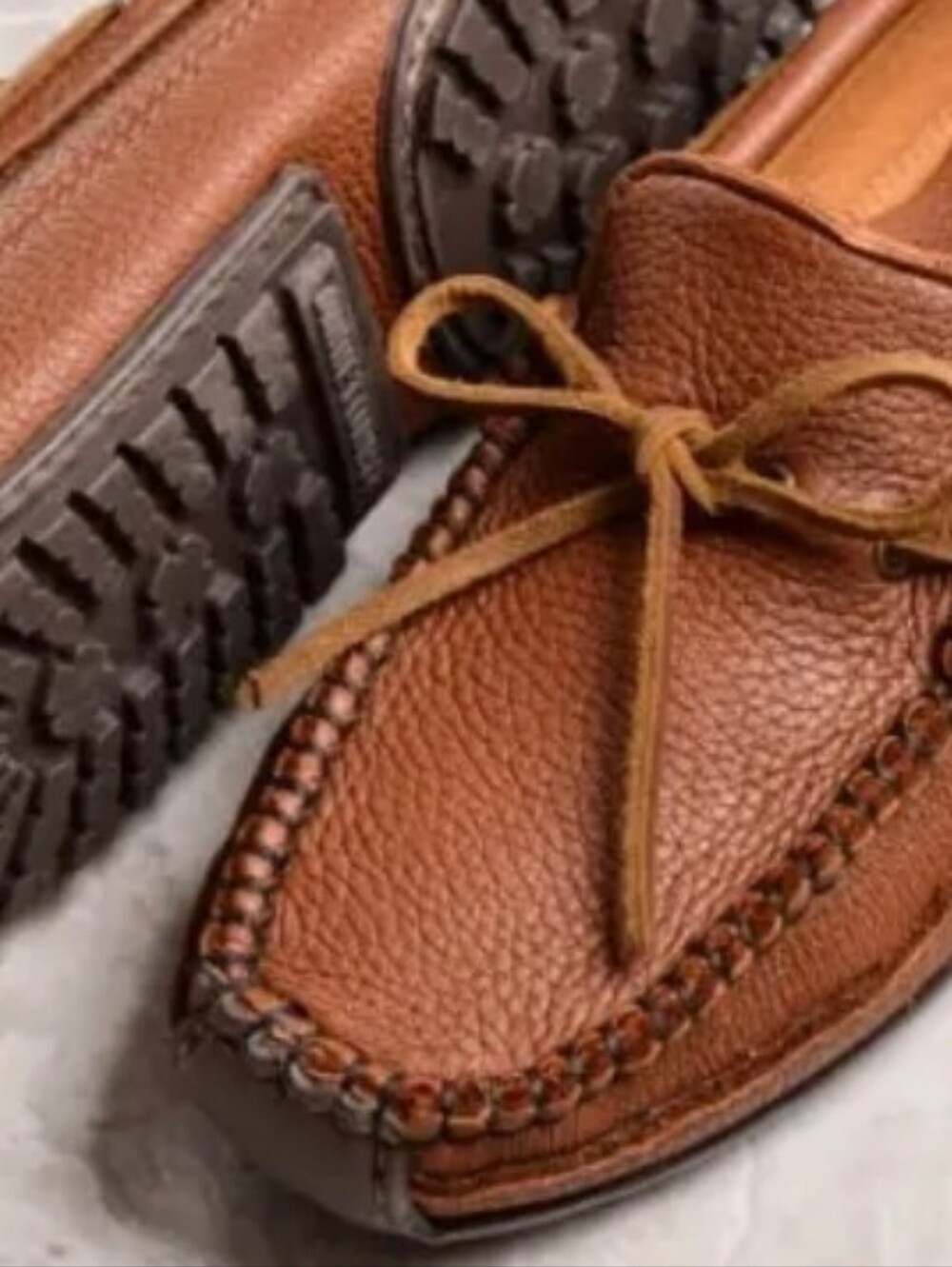Minnetonka Men's Moosehide Moccasin Loafers - Carmel Brown